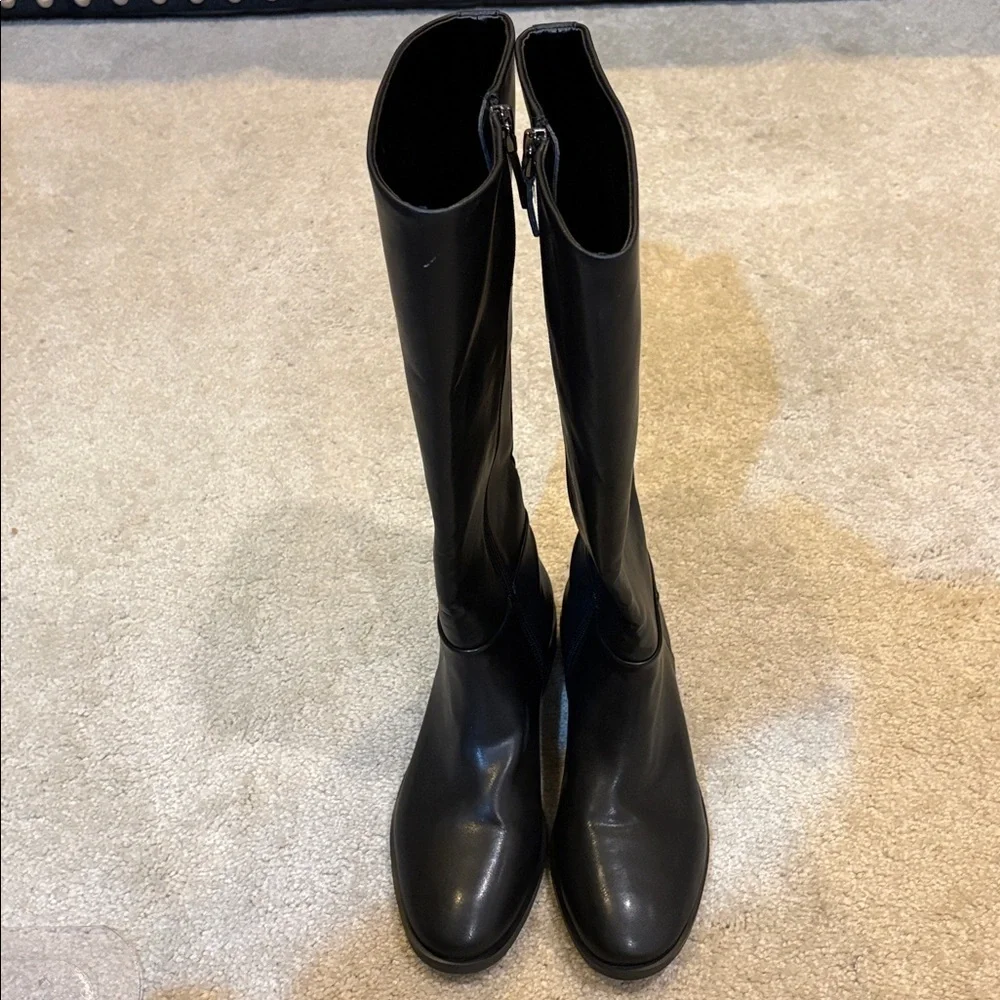 AEROSOLES Black Faux Leather Tall Boots-Size 8